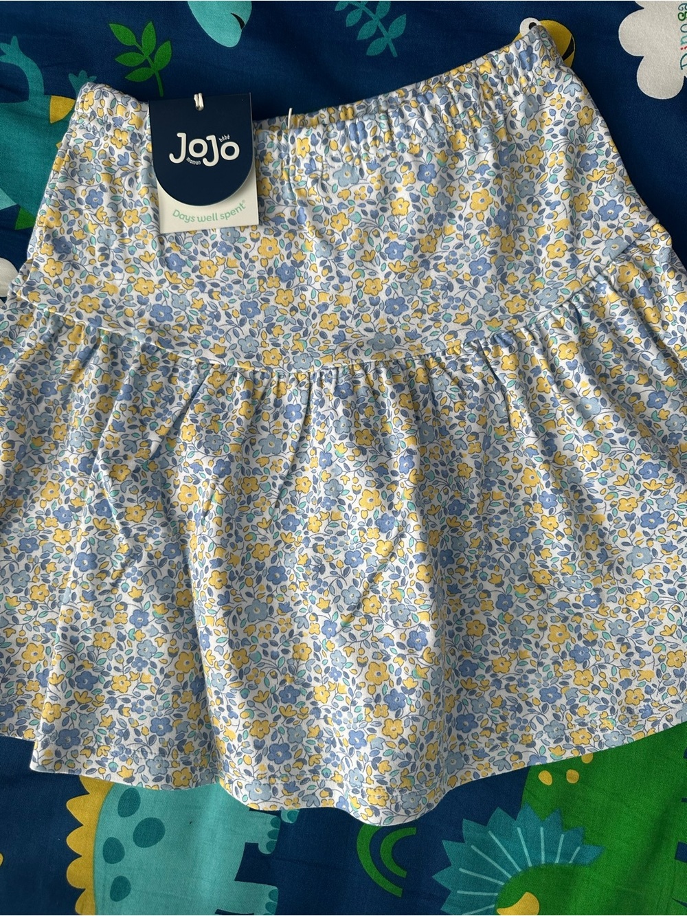 NWT JoJo Floral Tiered Skirt in Blue & Yellow